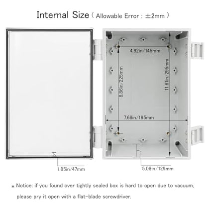 Junction Box IP65 Waterproof ABS Plastic Enclosure Hinged PC Clear Cover Electrical Project Box with Mounting Plate, Wall Brackets, Cable Glands 11.8"x 7.9" x 7.1" - color: Clear Cover, size: 11.8"x 7.9" x 7.1"