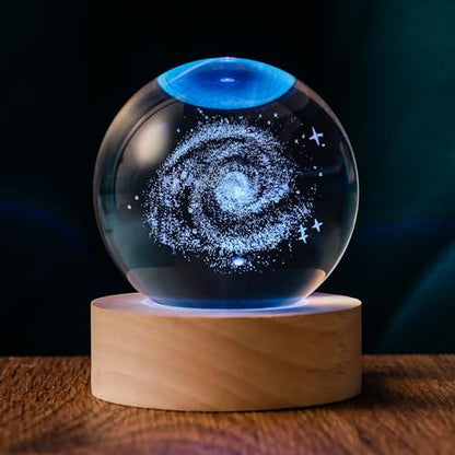 3D Galaxy 60mm Crystal Ball Astronomy Universe Gifts 3D Galaxy Crystal Globe Science Space Themed Physics Gifts Night Light lamp for Kids Men Him Dad Science Teacher - style: 3D Galaxy