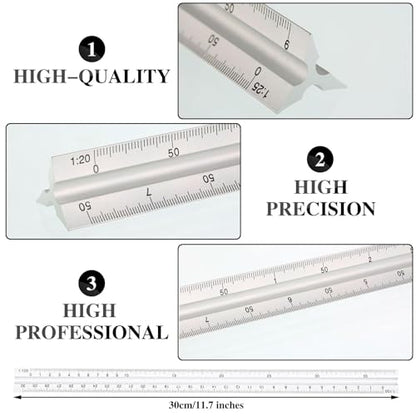 Zonon 10 Pcs Architect Scale & Geometric Drawing Template, Classic, Clear - color: Clear, style: Classic