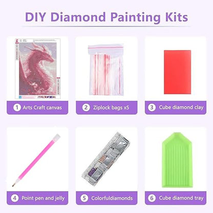 XUCNWL Diamond Art Kits for Adults, Pink Dragon Diamond Painting - color: Dragon-1, size: 11.8x15.7in(30x40cm)