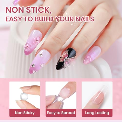 Nail Extension Gel Solid Builder Gel for Nails 3D Sculpture Gel - color: Clear&Pink Aurora
