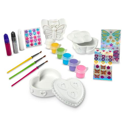 Melissa & Doug Created by Me! Favorite Things Craft Kits Set: Decorate-Your-Own Flower and Heart Treasure Boxes and Butterfly Bank