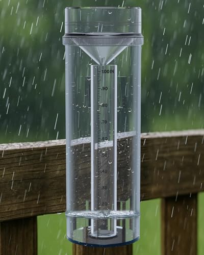 Rain Gauge Outdoor Professional Long Term Rain Gauge Mounting Bracket, Precisely Accurate to 1/100th of an Inch,UV and Heat Resistant, Non-Yellowing Rain Gauge Fit All Weather Conditions