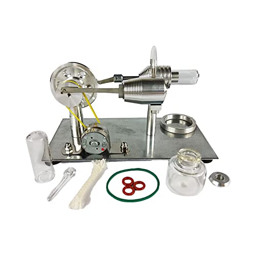 Qing Shuang Stirling Engine steam Engine Physics Experiment Popular Science Invention Toy Model Motor Model Educational Toy Generator Colorful LED, Silver, LxWxH 6.45×3.3×3.8