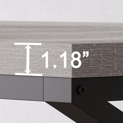 HSH 78 Inch Long Home Office Desk, Extra Large 2 Person Computer Desk Grey - color: Light Grey Oak, size: 78 Inch