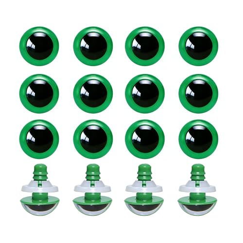 BESTCYC 100pcs 15mm Green Plastic Safety Eyes Craft Eyes with Washers for Amigurumi Dolls Plush Animals DIY Craft Lovers Doll Makers Crochet Craft Supplies - color: Green, size: 15mm