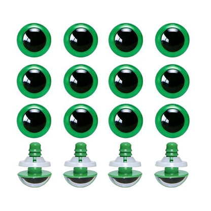 BESTCYC 100pcs 15mm Green Plastic Safety Eyes Craft Eyes with Washers for Amigurumi Dolls Plush Animals DIY Craft Lovers Doll Makers Crochet Craft Supplies - color: Green, size: 15mm