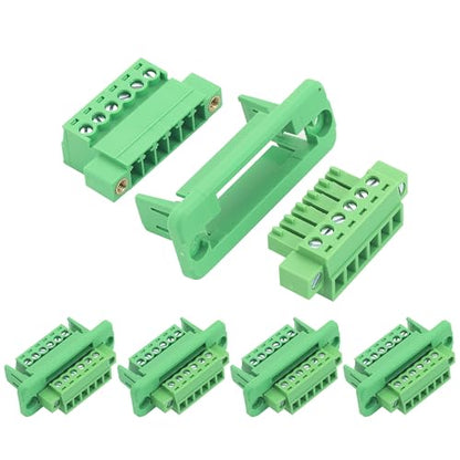 5Sets 6Pin 3.81mm Through-Wall Screw Terminal Block Connectors - size: 6 Pin