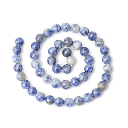 45PCS 8mm Natural Blue White Sodalite Gemstone Round Loose Beads for Jewelry Making 1 Strand 15" - color: Blue White Sodalite, size: 8mm