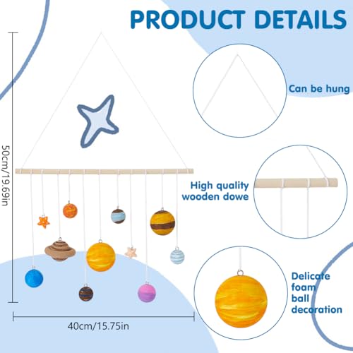 WEBEEDY DIY Solar Foam Ball Wall Hanging Kit Unpainted Hanging Solar Project Kit for Crafts Making,Solar System Model with Foam Balls Pigment Brush for Party Hanging Decor Christmas Birthday Gift