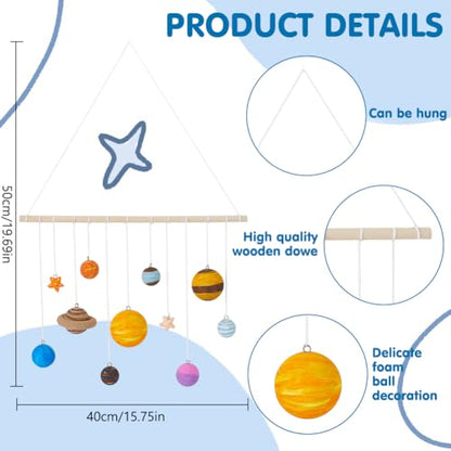 WEBEEDY DIY Solar Foam Ball Wall Hanging Kit Unpainted Hanging Solar Project Kit for Crafts Making,Solar System Model with Foam Balls Pigment Brush for Party Hanging Decor Christmas Birthday Gift