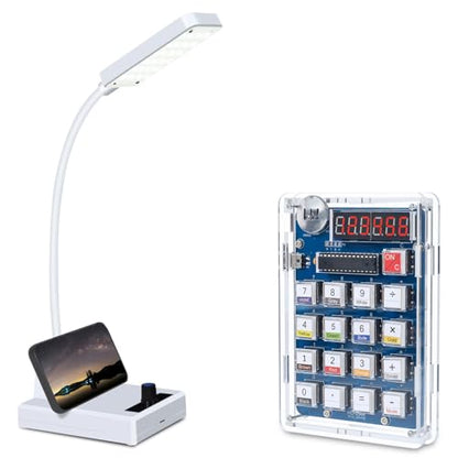 MiOYOOW LED Desk Lamp DIY Electronics Kit and Transparent 6 Digits DIY Calculator Kit, Practical DIY Soldering Practice Kit for Home School Education and Daily Use