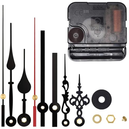 EMOON High Torque 12888 Clock Movement Mechanism with 3 Pairs of Hands, Silent Sweep Quartz Clock Motor Kit for Clock Repair DIY Replacement (Total Shaft Length 5/8 in, Black) - size: Total Shaft Length 5/8 in