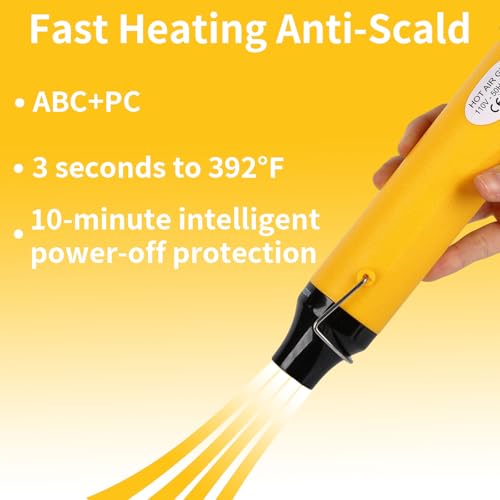 Heat Gun 300W, Handed Hot Air Gun for Crafting and DIY (Yellow) - color: Yellow