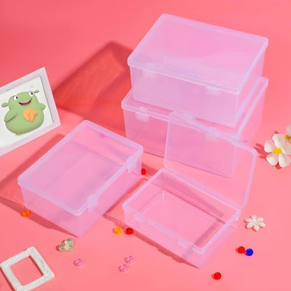 Nail art toolbox Bead Organizers-8 Pcs Jewelry Organizers and Storage Plastic Storage Cases Mini Clear Bead Containers Transparent Boxes with Hinged Lid and Rectangle Clear Craft Supply Case - size: 8 Pieces Big Sizes Mixed