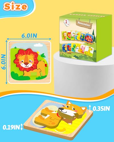 Benresive Wooden Toddler Puzzles, Montessori Toddler Toys for 1 2 Year Old - style: 12 PCS