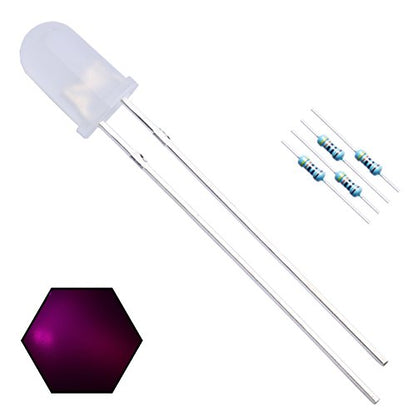 100pcs 5mm Pink Lights LED Diodes (White Lens) Diffused Round Lens 29mm Long Lead (DC 3V) +100pcs Resistors (for DC 6-12V) Included,Bulb Lamps Light Emitting Diode - color: [15] Pink / 100pcs, style: 5mm Constant Light
