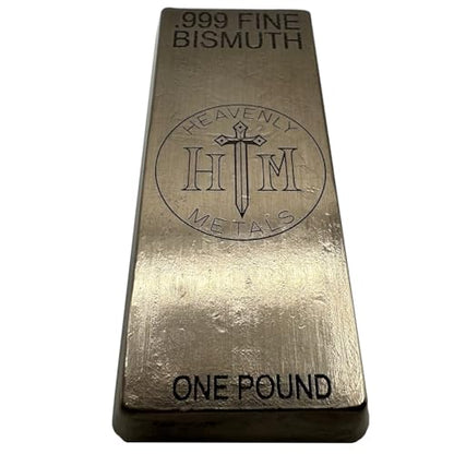 1 Pound 99.9% Pure Bismuth Hand Poured Metal Bullion Bar Ingot – Collectible Element for Display, Science Experiments, Crystal Growing or Paperweight - color: Silver
