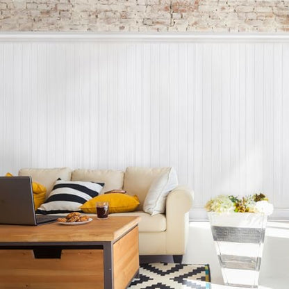PVC Wall Panels 8 Ft, Reversible Beadboard & Shiplap Wainscoting, 7-Pc Kit - size: 8 foot wall panel