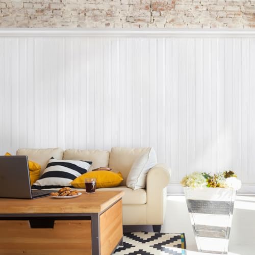 PVC Wall Panels 8 Ft, Reversible Beadboard & Shiplap Wainscoting, 7-Pc Kit - size: 8 foot wall panel