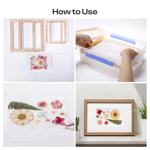 Caydo 3 Pieces Paper Making Frame Kit, Papermaking Mould and Deckle with Mesh - style: A5 A6 A7