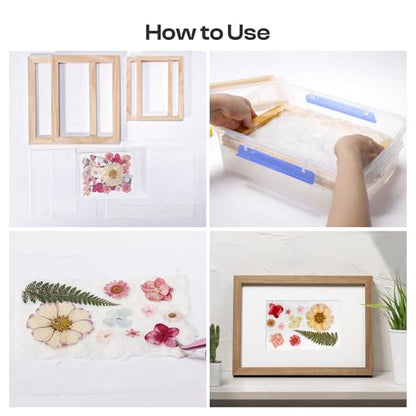 Caydo 3 Pieces Paper Making Frame Kit, Papermaking Mould and Deckle with Mesh - style: A5 A6 A7