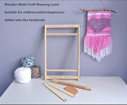 Yesland Weaving Loom Kit for Beginners - Large Wooden Frame Loom 15.6" with Shuttle, Comb & Yarn - Multi-Craft Tapestry Weaving for Kids & Adults - size: 15.6 x 9.75 x 1.25 inches