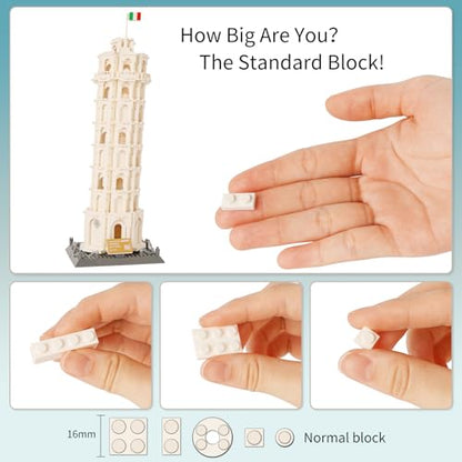 Oichy Leaning Tower of Pisa Building Blocks Set, 1334 PCS Famous Architecture Model Building Kits, Collection Leaning Tower of Pisa Model Blocks for Adults and Kids - color: Leaning Tower of Pisa