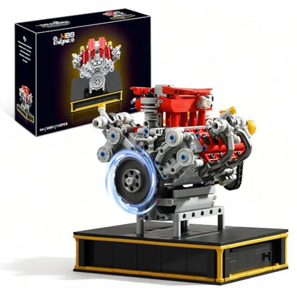 Mini V8 Engine Building Set with Motor, Battery Powered for Age 14+,1123PCS - color: Style 2