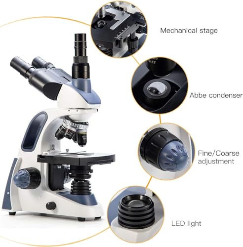 Swift Compound Trinocular Microscope SW380T,40X-2500X Magnification,Siedentopf Head,Two-Layer Mechanical Stage,with Swiftcam 5 Megapixel Camera and Software Windows/Mac/Linux and USB 3.0 Cable - size: SW380T+swiftcam5.0 MP（3.0 USB）