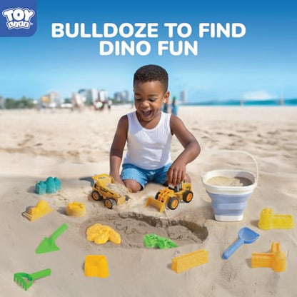 TOY Life 22-Pc Dinosaur Beach Sand Set, 2 Construction Cars, Ages 3-8 - color: 22 Pcs Dinosaur Beach Toys With Construction Cars