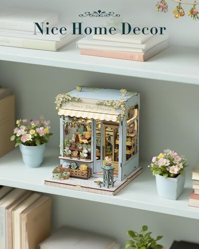 Cutefun Book Nook Kit - DIY Miniature Dollhouse Kit for Adults and Teens - color: Anna's Blue Blossom