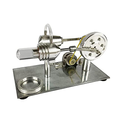 Qing Shuang Stirling Engine steam Engine Physics Experiment Popular Science Invention Toy Model Motor Model Educational Toy Generator Colorful LED, Silver, LxWxH 6.45×3.3×3.8
