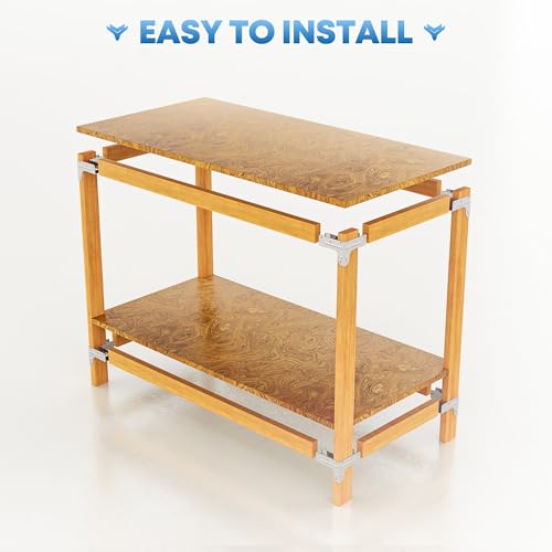 Workbench and Shelving Hardware Kit - Galvanized Steel Workbench Bracket Kit - 8PCS Workbench Brackets with 100 Upgraded 201 SS Screws - 2x4 Workbench Kit for Custom Size Table - Fits 1.5"x3.5" Lumber