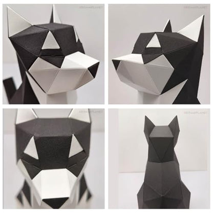 Husky 3D Origami Paper Craft Kit, Easy DIY Pre-Cut Dog Paper Sculpture Model for Adults, Cute Animal Handmade Home Decor Papercraft Gift Set for Beginners