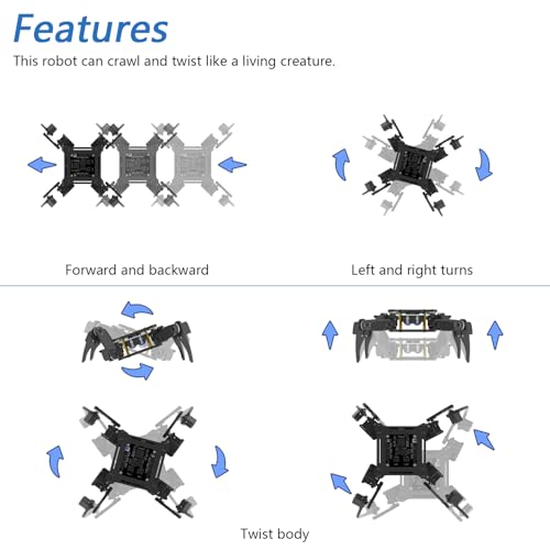 FREENOVE Quadruped Robot Kit (Compatible with Arduino IDE), Walking Crawling Twisting, App Remote Control, Servo STEM Project - color: Without Remote
