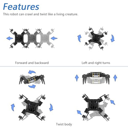 FREENOVE Quadruped Robot Kit (Compatible with Arduino IDE), Walking Crawling Twisting, App Remote Control, Servo STEM Project - color: Without Remote