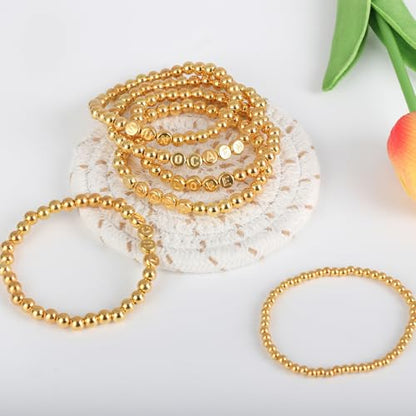 Hpebl Gold Bracelet Beads Making Kit Letter Beads for Bracelets for Adult - color: 02-Gold
