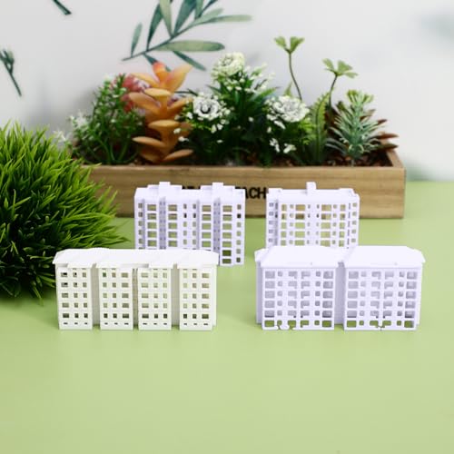 Vaguelly Miniature Apartment Building Model 4 Pack Plastic Dollhouse Accessories for DIY Miniature Buildings Architectural Models Sand Table Layouts Tabletop Decor 2.99 X 1.37 X 0.82 in
