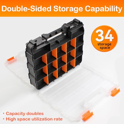 2 Pack Double Side Small Parts Organizer for Hardware Screws Nuts - size: 2Pack-34 Compartments