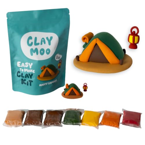 Air Dry Clay Kit – Air Dry Clay for Adults and Teens, Safe & Non-Toxic Air Dry Foam Clay, Includes Sculpting Tools & Video Tutorials, Perfect for Creative Gifts (Happy Camper)