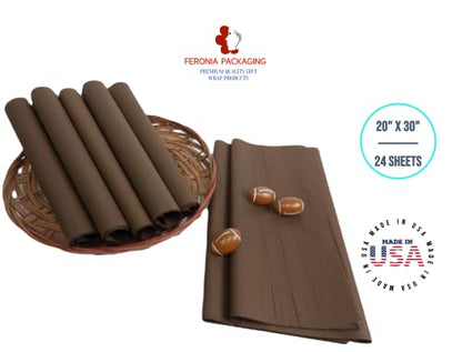 Chocolate Tissue Paper Squares, Bulk 24 Sheets, Premium Gift Wrap and Art Supplies for Birthdays, Holidays, or Presents by Feronia packaging, Large 20 Inch x 30 Inch - color: Chocolate
