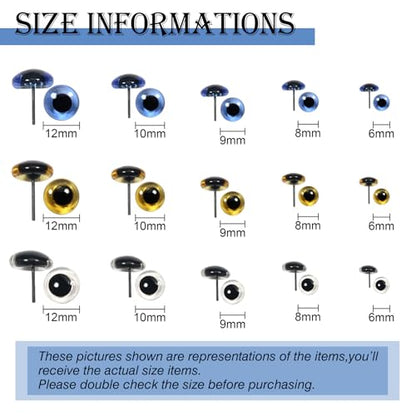 TOAOB 150pcs Glass Eyes Kits 6 to 12mm 3 Colors Craft Eyes for Needle Felting Bears Dolls Decoys Sewing