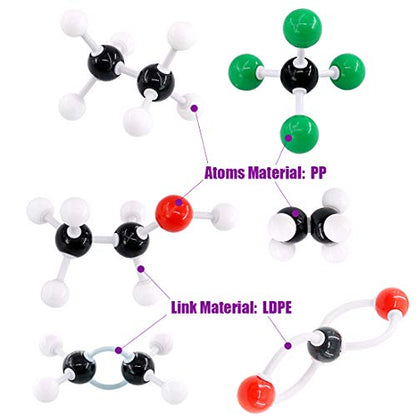Swpeet 267 Pcs Organic Chemistry Molecular Model Student and Teacher Kit, Chemistry Molecular Model Student and Teacher Set - 116 Atoms & 150 Links & 1 Short Link Remover Tool - style: 267 Pieces Molecular Model Kit