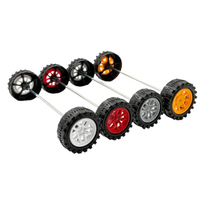 30PCS Toy Car Wheel 2mm Dia Plastic Car Wheel with Metal Shaft Axles for RC Car Truck Robot DIY Model Toy Building Projects (Style 4) - style: Style 4