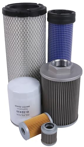 Maintenance Filter Kit HH151-32430 RD411-62210 RD401-61270 RA211-51280 R1401-42270 R2401-42280 Compatible With Kubota KX121-3 Mini Excavator
