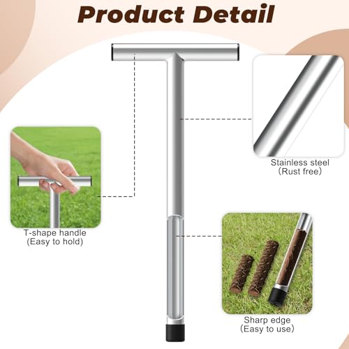 17in Soil Probe Soil Sample Ergonomic T-Style Stainless Steel - color: 17in