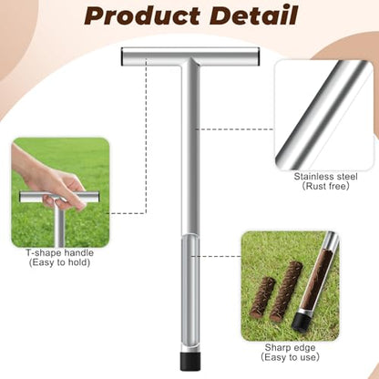 17in Soil Probe Soil Sample Ergonomic T-Style Stainless Steel - color: 17in
