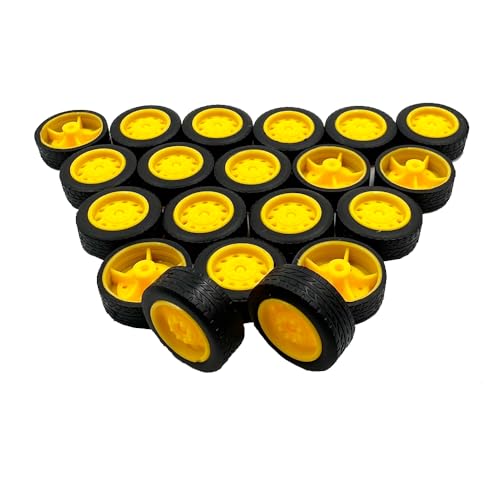 20PCS Toy Car Small Wheels 21mm Model Car Rubber Tire Wheels with 10PCS Shaft Round Rod Axles for RC Car Truck Robot DIY Model Toy Building Accessories (2x7x21mm) - style: 2x7x21mm