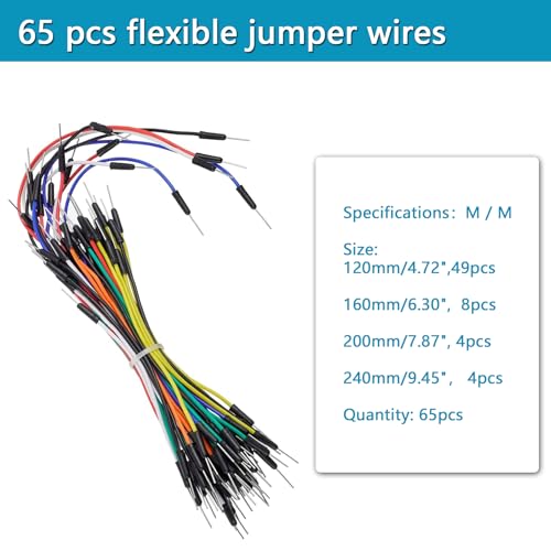 Breadboard Kit with Power Supply Module， Jumper Wires，Battery Clip，830 & 400 tie-Points Breadboard,Alligator Clip Test Leads - size: 2Breadboard +1Power Module+65Jumper wire